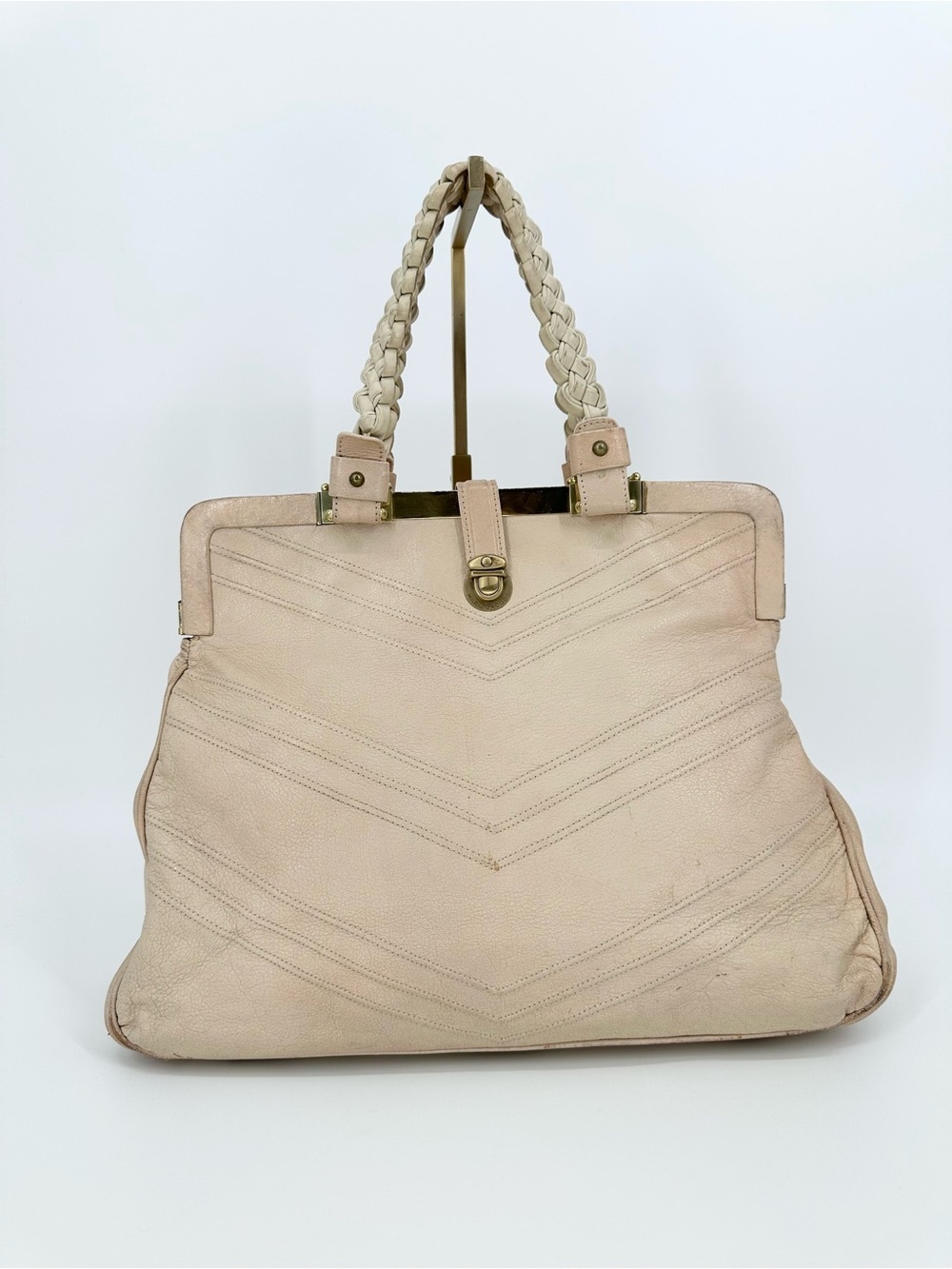Marc Jacob’s Chevron Caroline Frame Bag Leather Braided Handle